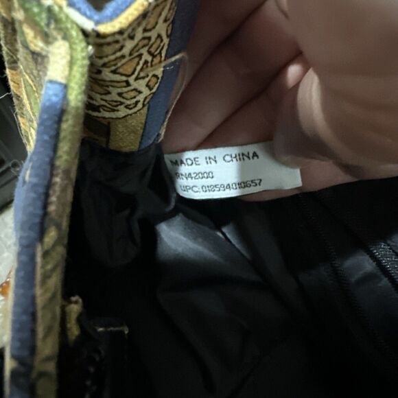 African Animals Handbag Purse Small/Cross Body Beaded Safari Neutral Tan Blue - Picture 11 of 11